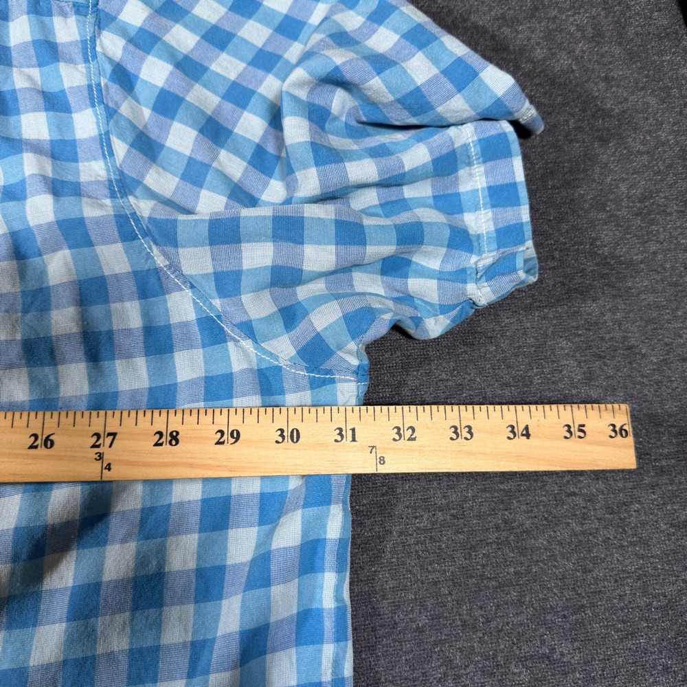 Tommy Bahama Shirt Mens 3XT Blue Gingham Plaid 100% Silk Short Sleeve Button Up - Picture 6 of 8